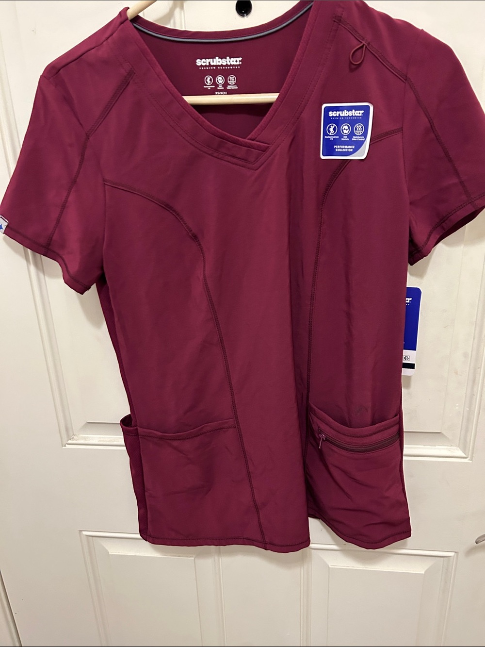 Scrubstar Women's V-Neck Scrub Top in Burgundy